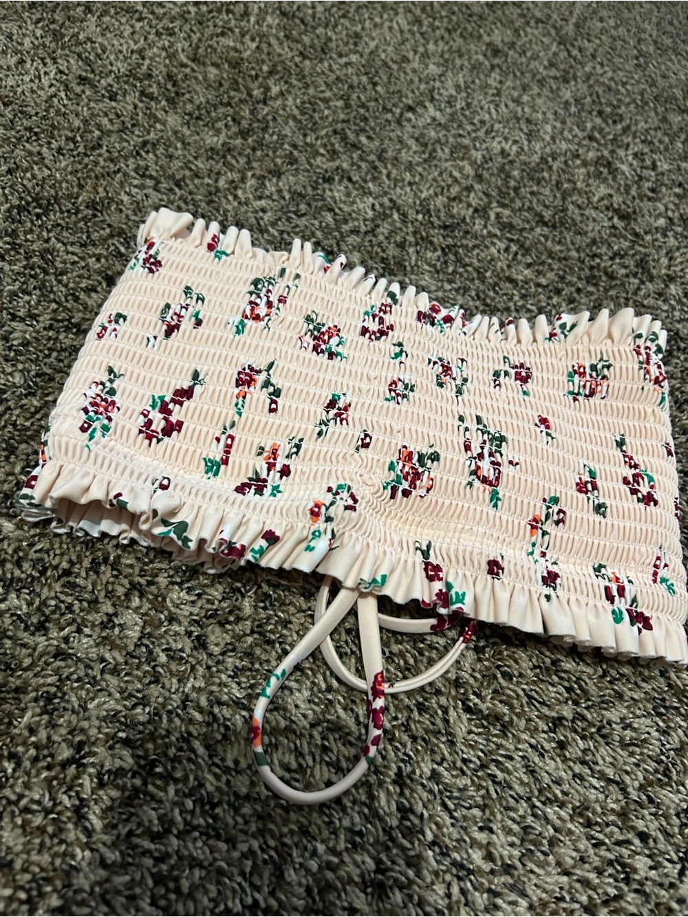 Xhilaration Pink Floral Smocked Strapless Top